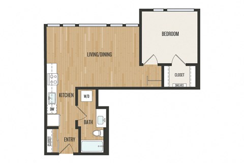 1 Bedroom A3 Floor Plan – Aura Burnside